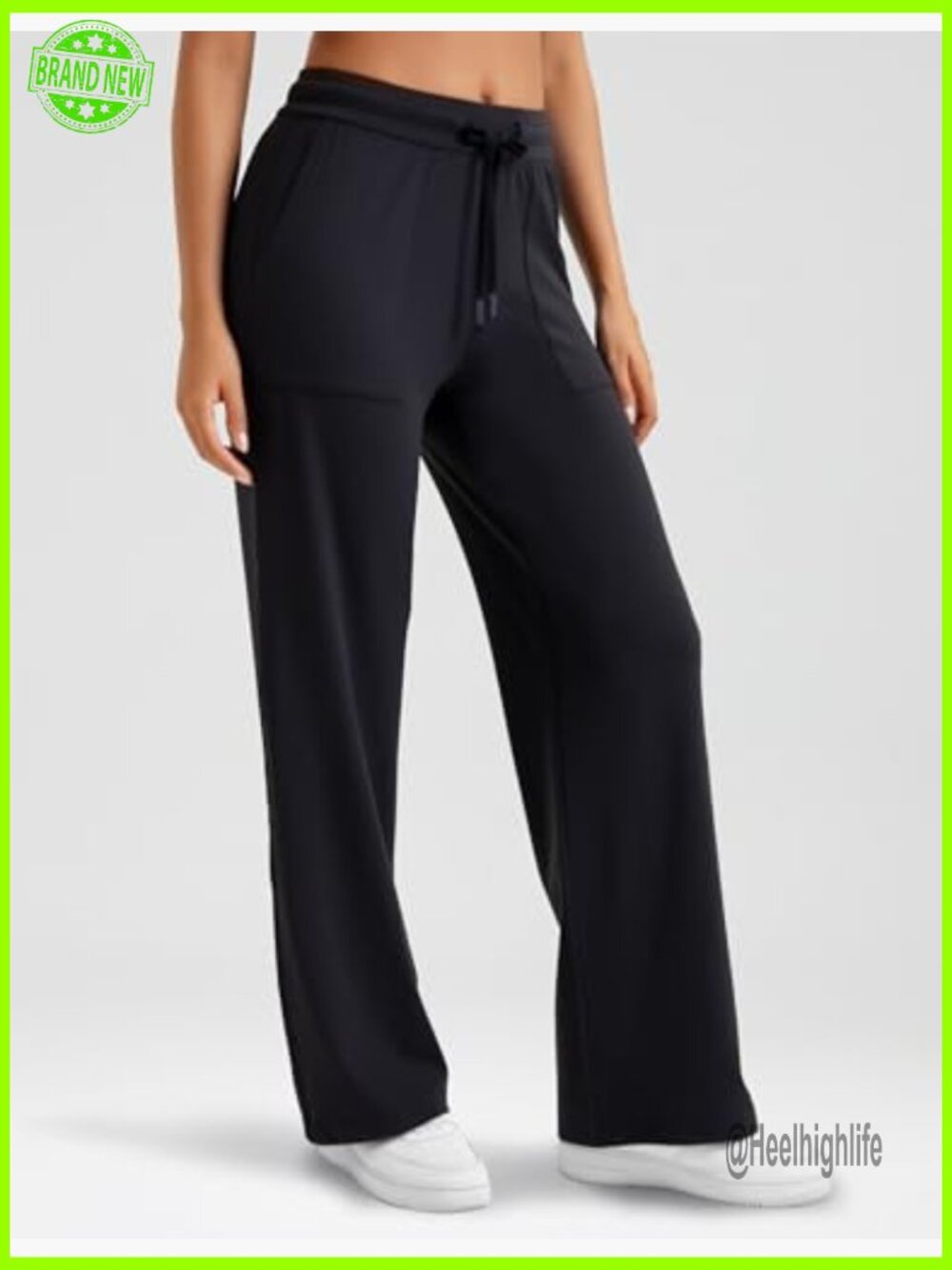 Wide Leg Lounge Pants High Waisted Work Pants with Pockets - Picture 5 of 7